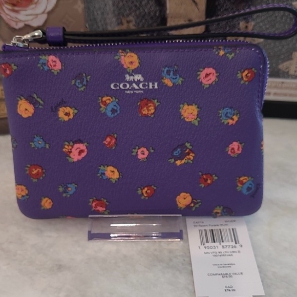 Coach Handbags - NWT Coach Purple Floral Wristlet